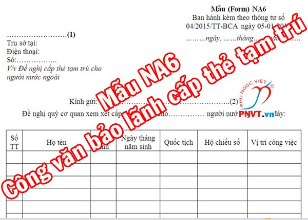 mẫu đơn cấp thẻ tạm trú cho người nước ngoài