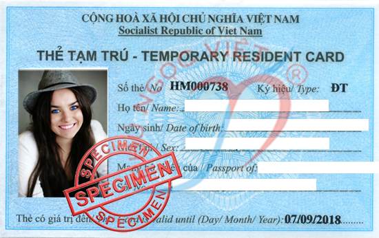 mẫu thẻ tạm trú cho người nước ngoài